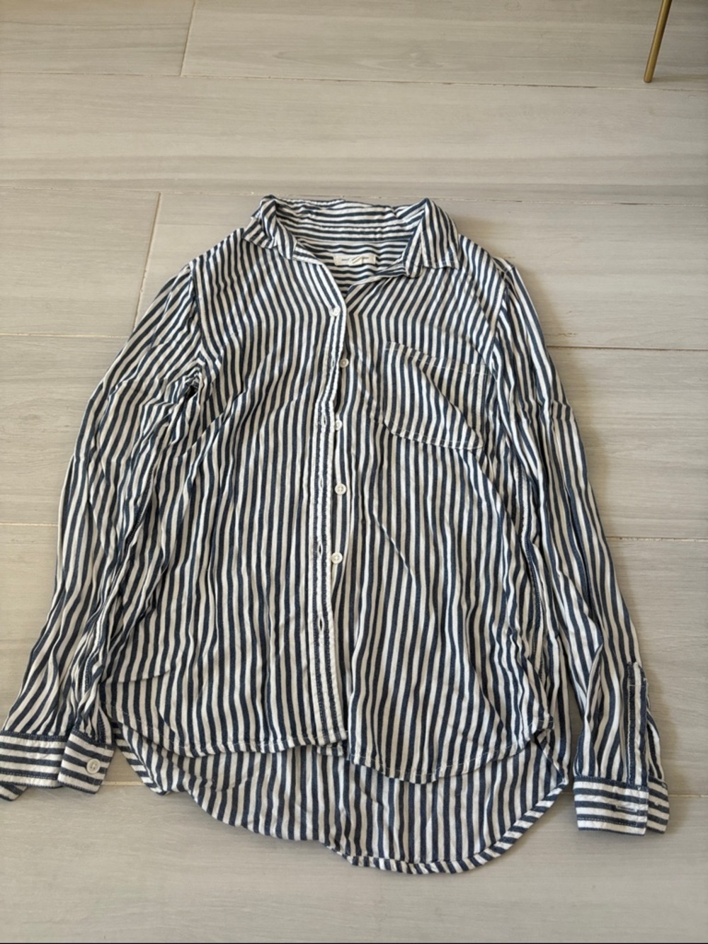 beachlunchlounge Navy & White Striped Button-Down Shirt